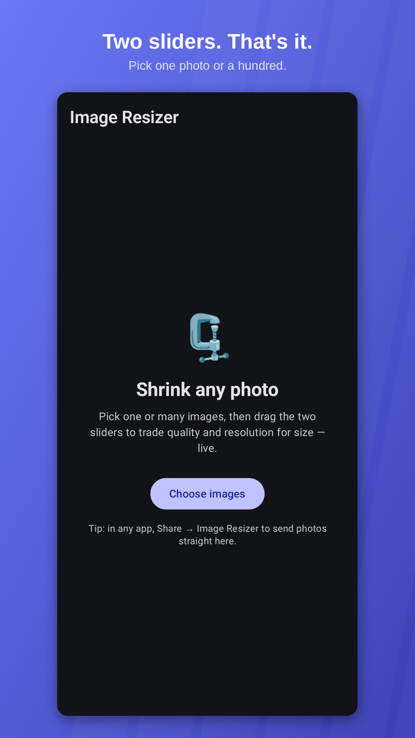 Image Resizer — empty state