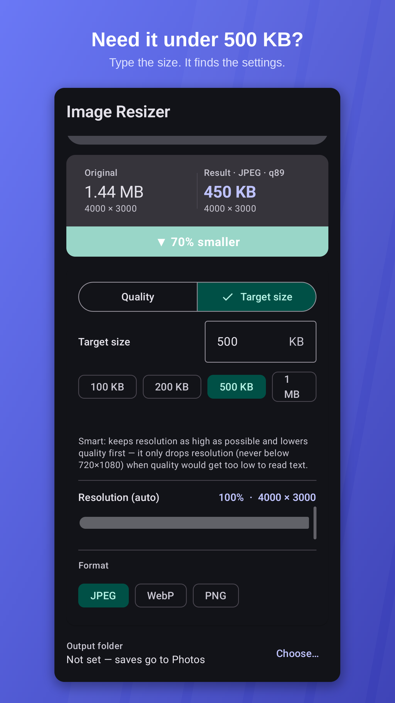 Image Resizer — target size
